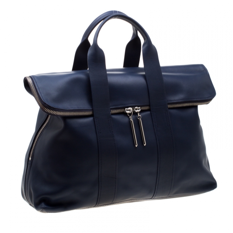 Pre Owned 3.1 Phillip Lim Navy Blue Leather 31 Hour Satchel