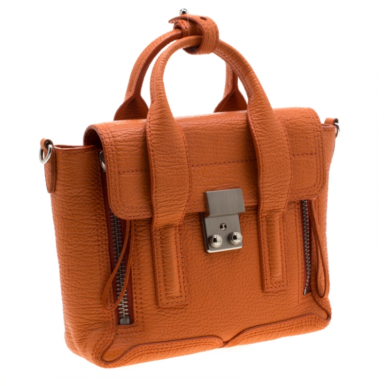 Pre Owned 3.1 Phillip Lim Orange Leather Mini Pashli Top Handle Bag