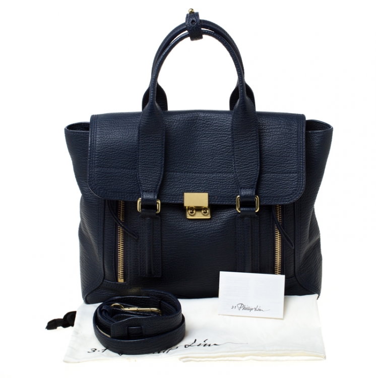 مملوكة مسبقًا 3.1 Phillip Lim Navy Blue Leather Medium Pashli Tote