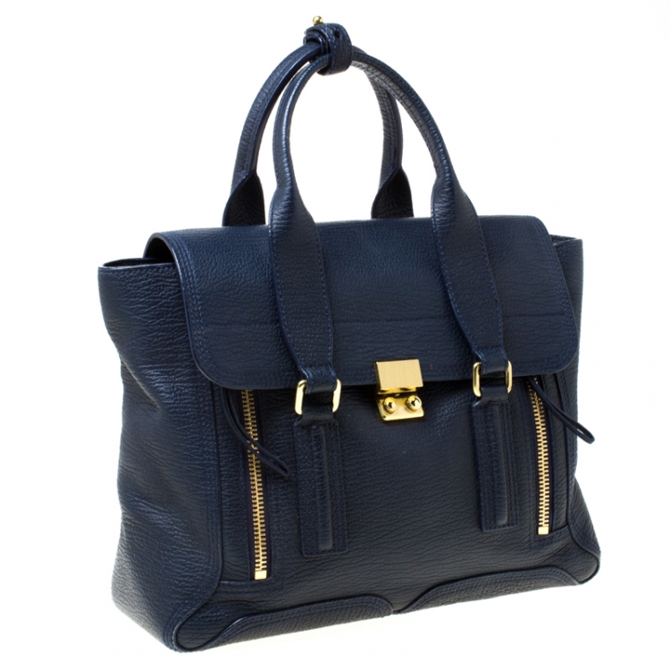 مملوكة مسبقًا 3.1 Phillip Lim Navy Blue Leather Medium Pashli Tote