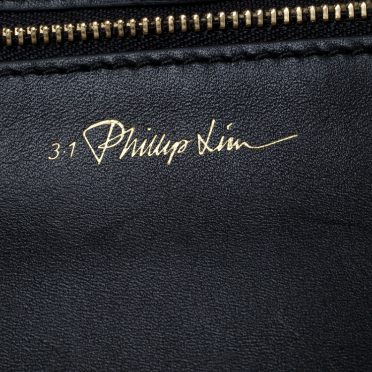 Pre Owned 3.1 Phillip Lim Metallic Gold/Black Leather Mini Pashli Top Handle Bag