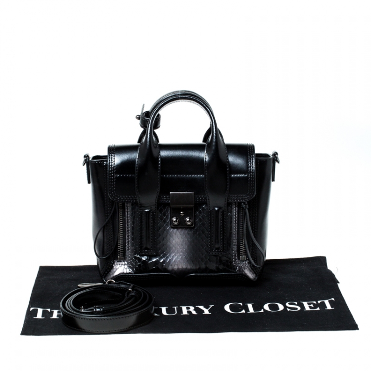 Pre Owned 3.1 Phillip Lim Black Snakeskin Embossed Leather Mini Pashli Satchel