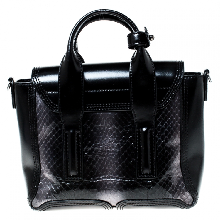 Pre Owned 3.1 Phillip Lim Black Snakeskin Embossed Leather Mini Pashli Satchel