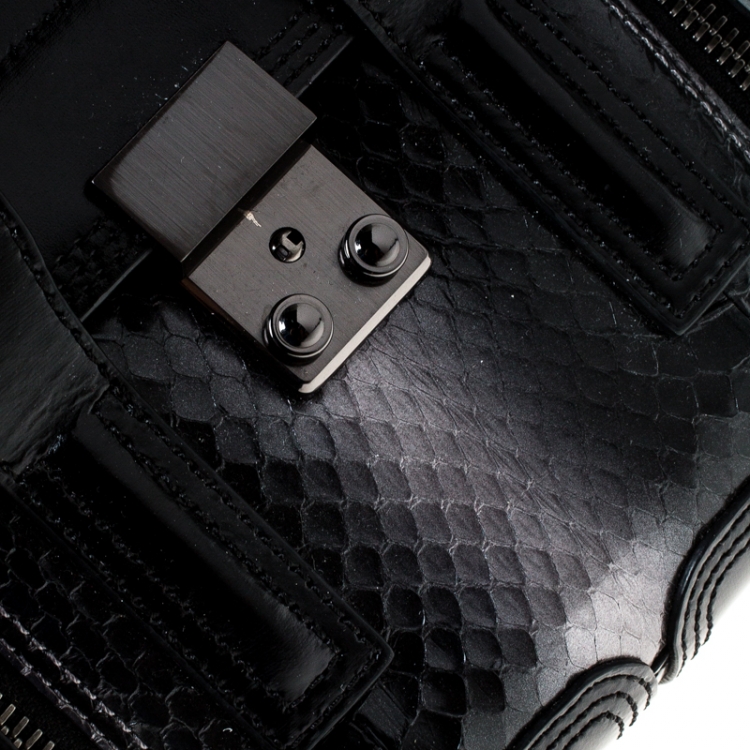 Pre Owned 3.1 Phillip Lim Black Snakeskin Embossed Leather Mini Pashli Satchel