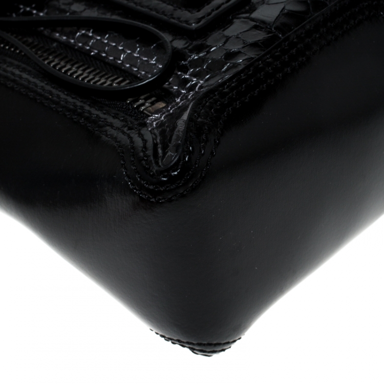 Pre Owned 3.1 Phillip Lim Black Snakeskin Embossed Leather Mini Pashli Satchel