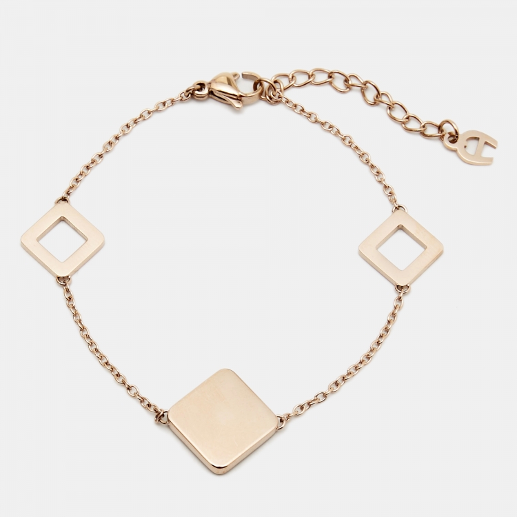 Pre Owned Aigner Crystal Gold Tone Necklace Set