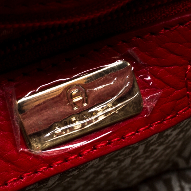 Pre Owned Aigner Red Leather Mini Pina Crossbody Bag