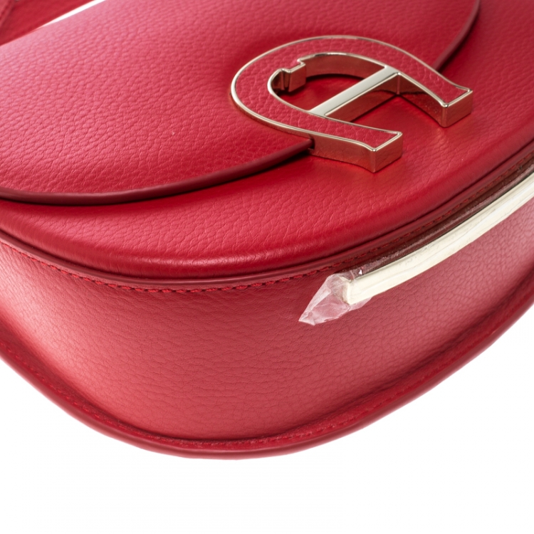 Pre Owned Aigner Red Leather Mini Pina Crossbody Bag