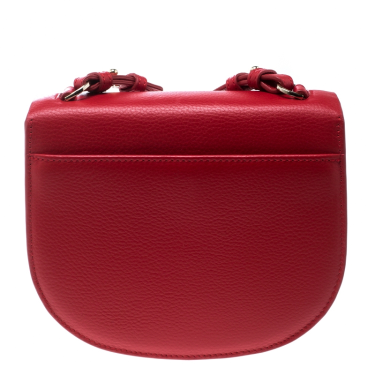 Pre Owned Aigner Red Leather Mini Pina Crossbody Bag