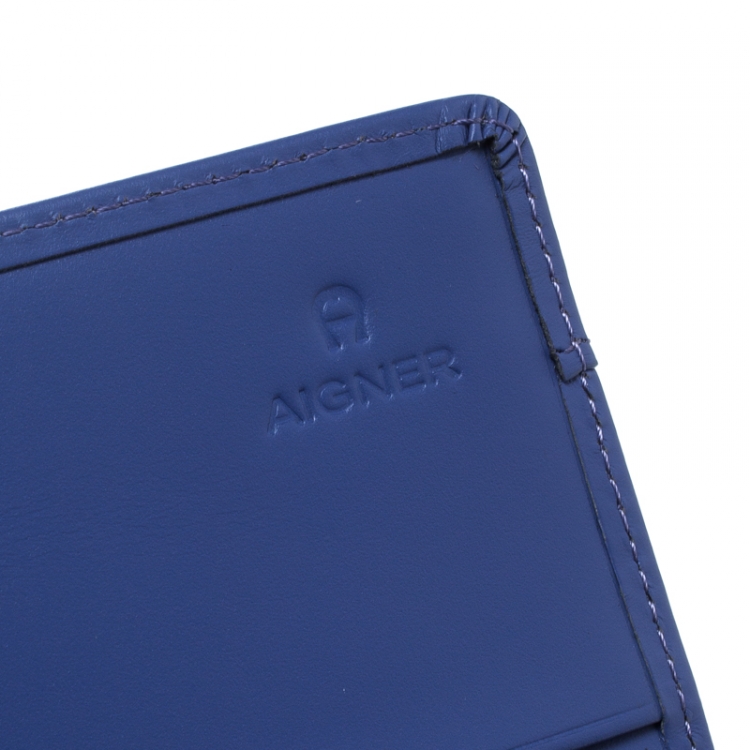 Pre Owned Aigner Purple Croc Embossed Continental Wallet