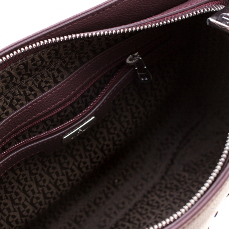 Pre Owned Aigner Maroon Leather Ava Crossbody Bag
