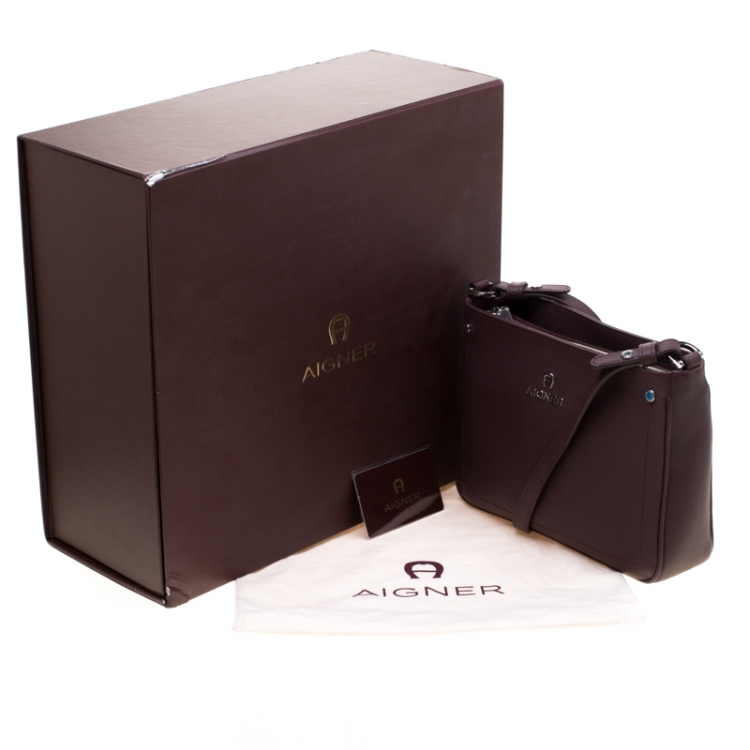 Pre Owned Aigner Maroon Leather Ava Crossbody Bag