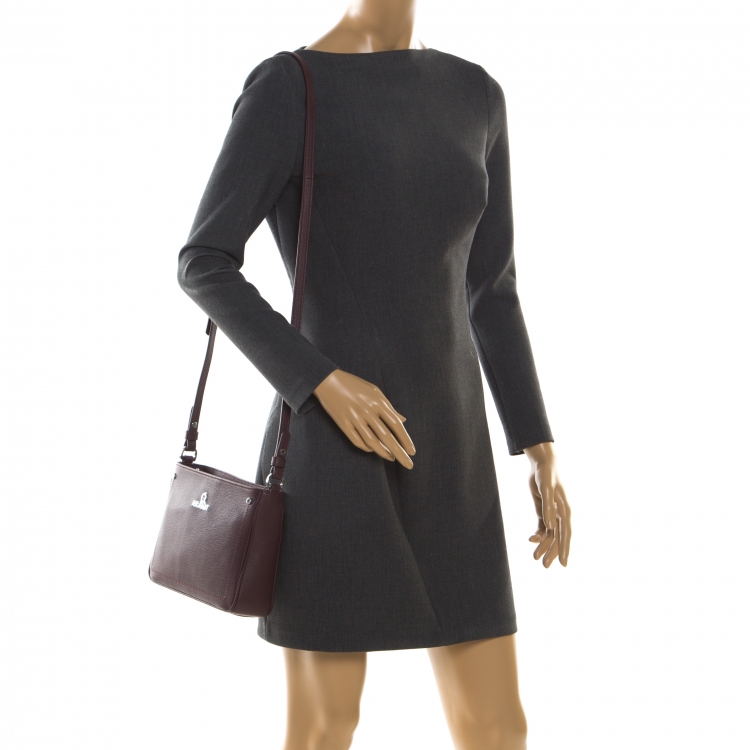 Pre Owned Aigner Maroon Leather Ava Crossbody Bag