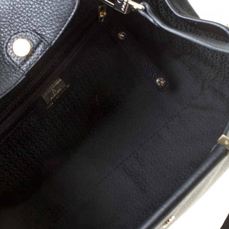 Pre Owned Aigner Black Leather and Suede Tote
