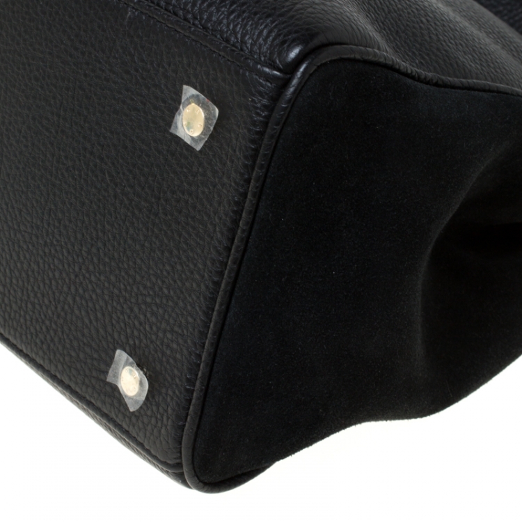 Pre Owned Aigner Black Leather and Suede Tote