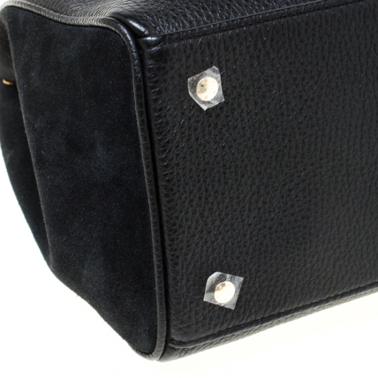 Pre Owned Aigner Black Leather and Suede Tote