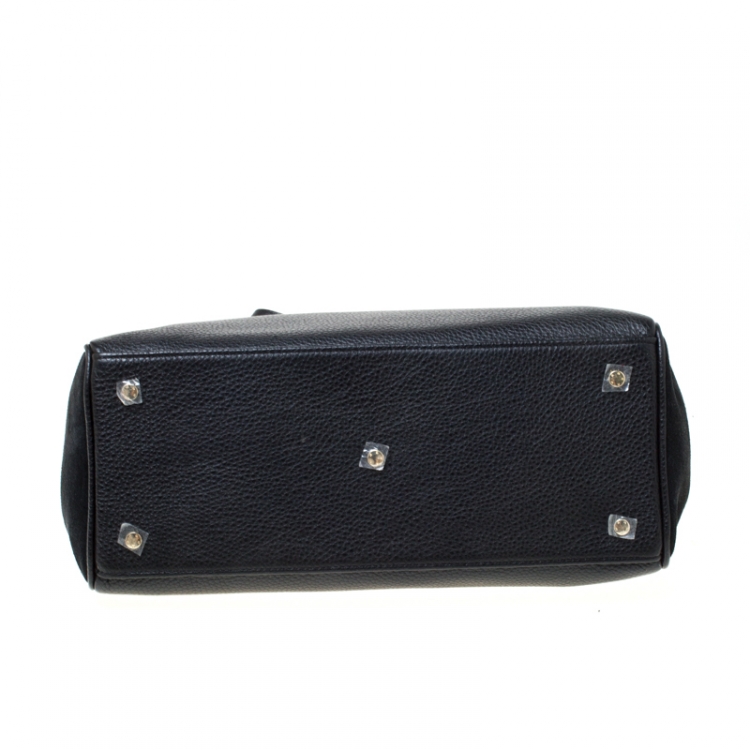 Pre Owned Aigner Black Leather and Suede Tote