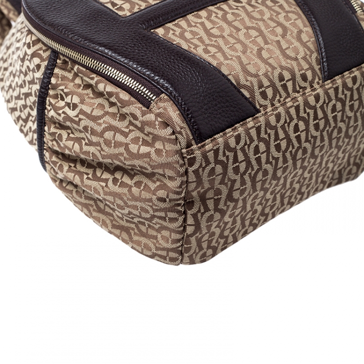Pre Owned Aigner Beige/Brown Signature Canvas and Leather Icon Backpack