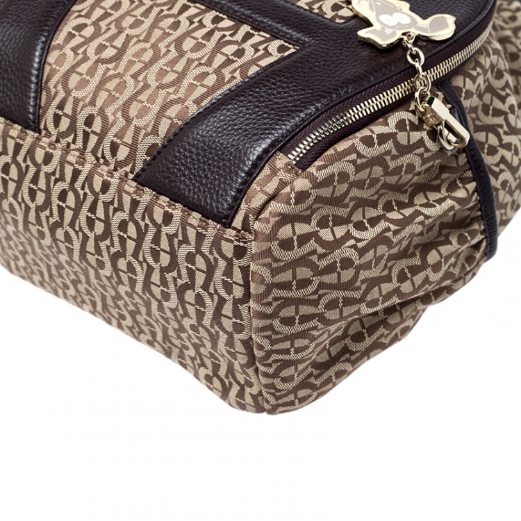 Pre Owned Aigner Beige/Brown Signature Canvas and Leather Icon Backpack
