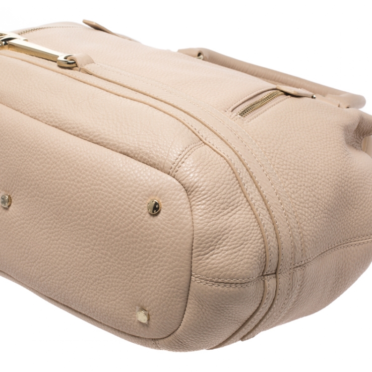 Pre Owned Aigner Beige Leather Front Zipped Satchel