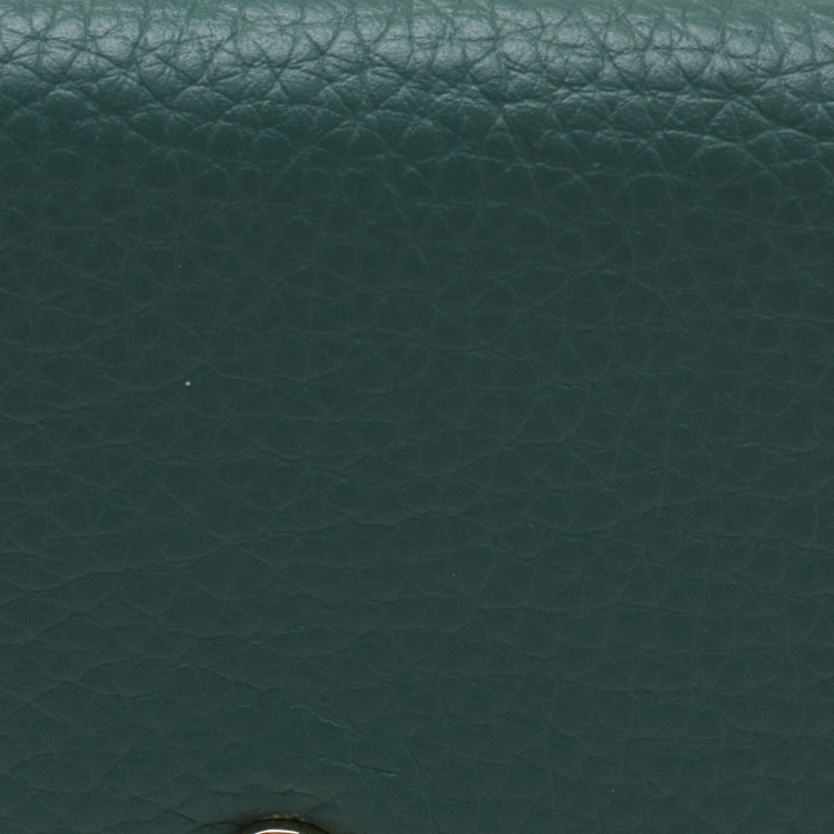 Pre Owned Aigner Two Tone Green Grained Leather Trifold Wallet