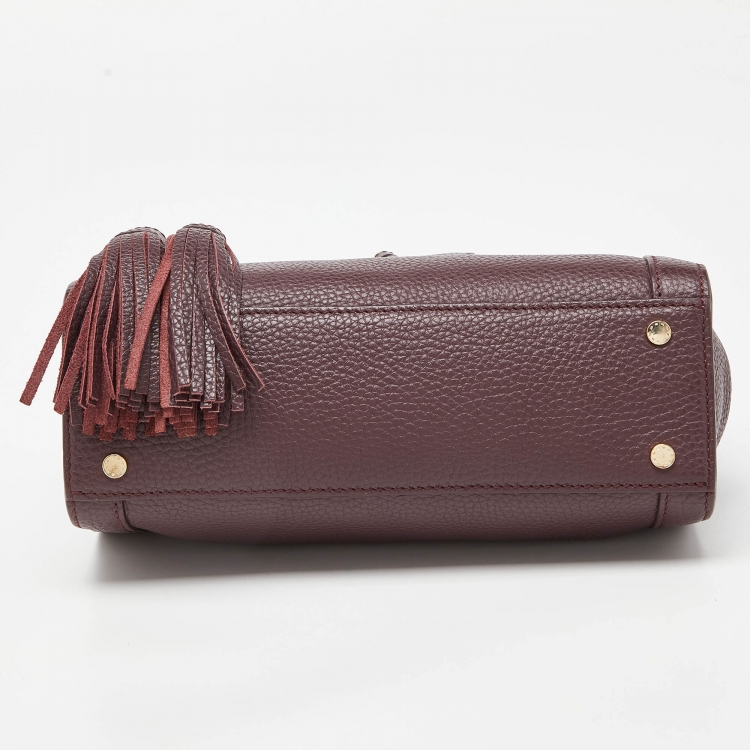 Pre Owned Aigner Plum Leather Cavallina Tote