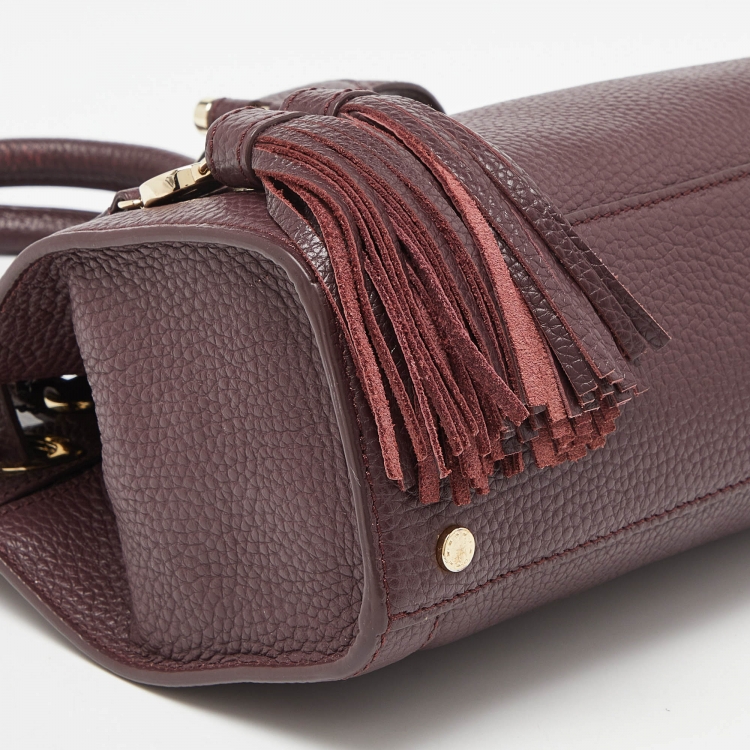 Pre Owned Aigner Plum Leather Cavallina Tote