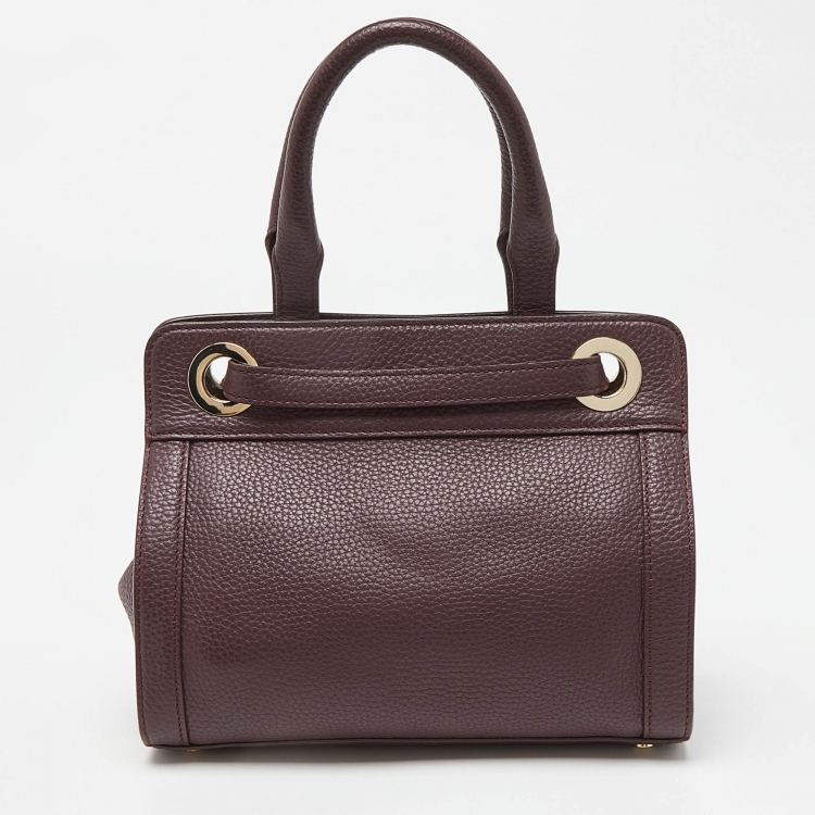 Pre Owned Aigner Plum Leather Cavallina Tote