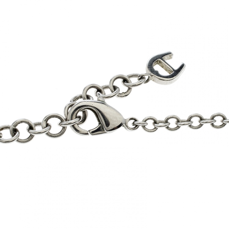 Pre Owned Aigner Faux Pearl Silver Tone Ring  & Chain Necklace Set