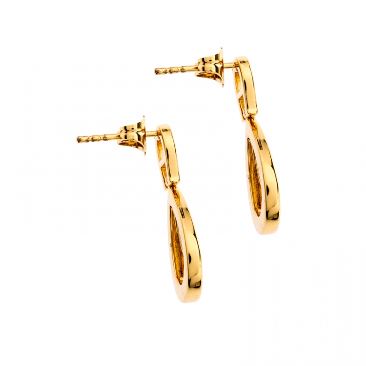 مملوكة مسبقًا Aigner Crystal Studded Gold Tone Drop Earrings
