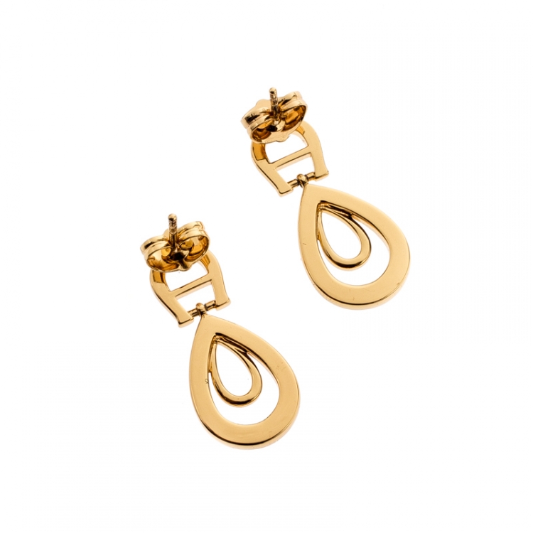 Aigner Crystal Studded Gold Tone Drop Earrings Aigner | TLC