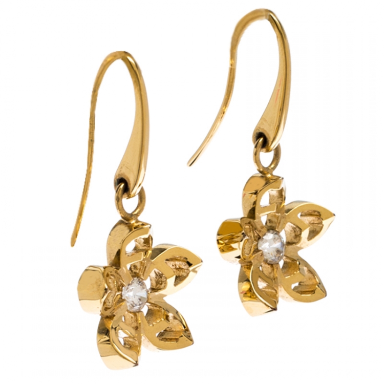 مملوكة مسبقًا Aigner Gold Tone Hoop Drop Earrings