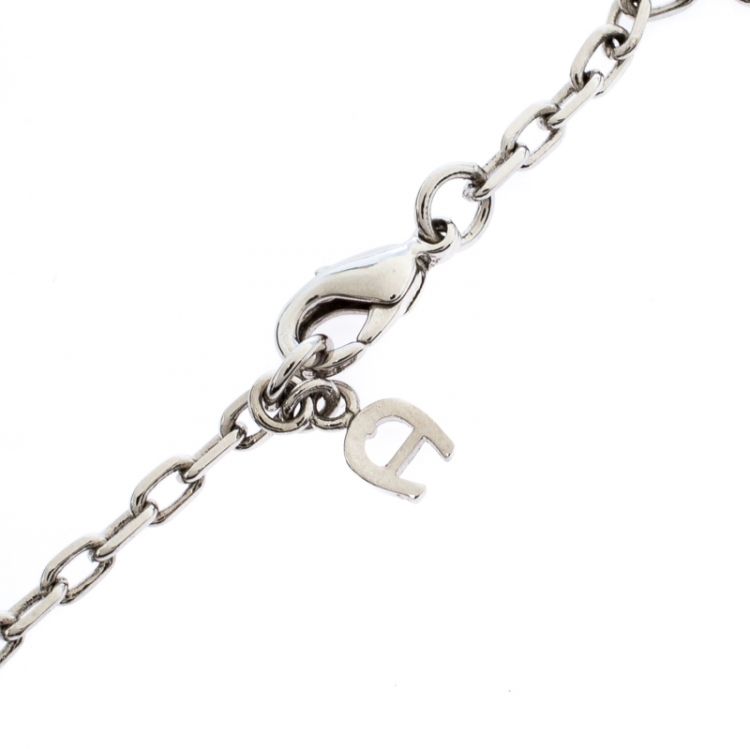 مملوكة مسبقًا Aigner Silver Plated Crystal and Faux Pearl Pendant Necklace