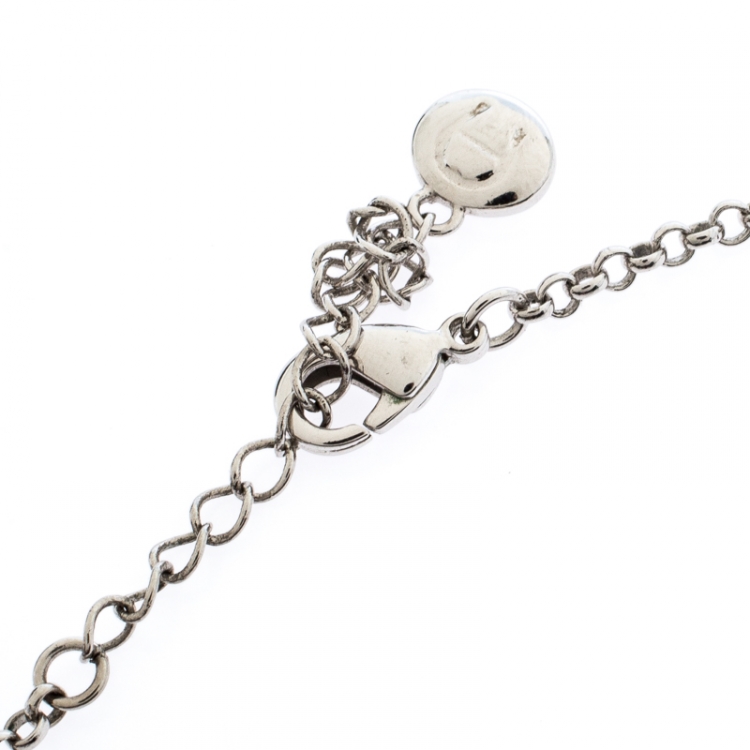 مملوكة مسبقًا Aigner Silver Plated Crystal Logo Pendant Necklace
