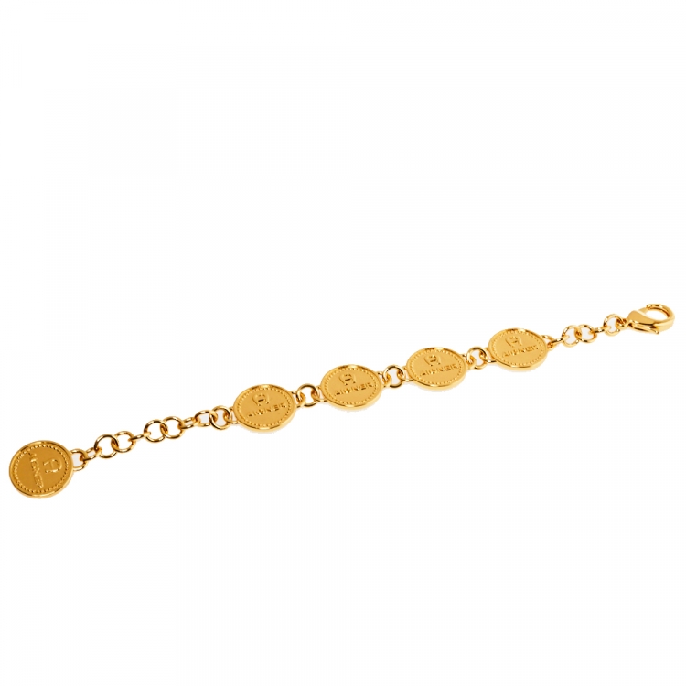 Pre Owned Aigner Gold Plated Coin Charm Bracelet