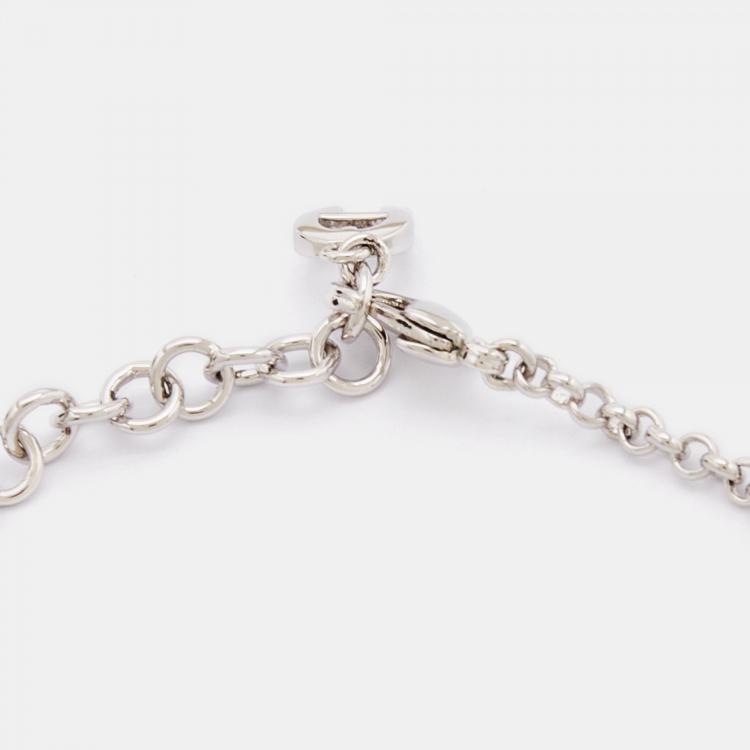 Pre Owned Aigner Silver Tone Lucky Charm Chain Bracelet