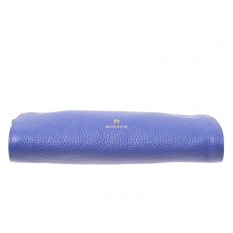 Pre Owned Aigner Purple Leather Ivy Clutch