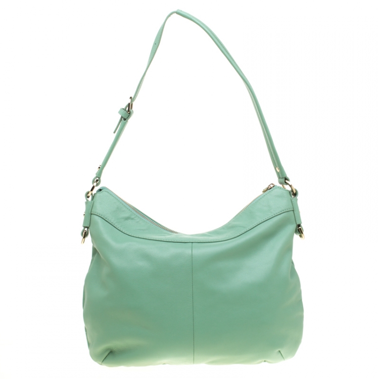 Pre Owned Aigner Green Leather Hobo 