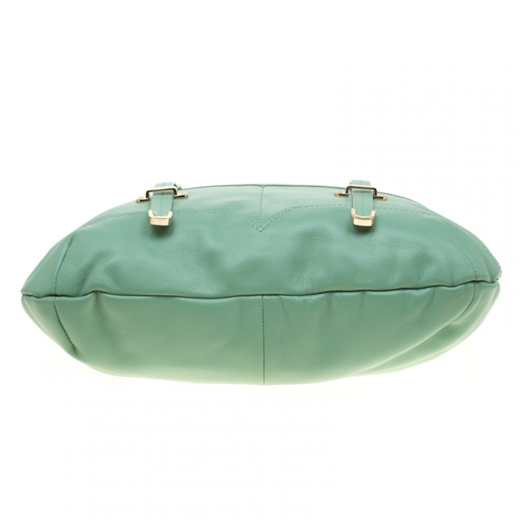 Pre Owned Aigner Green Leather Hobo 