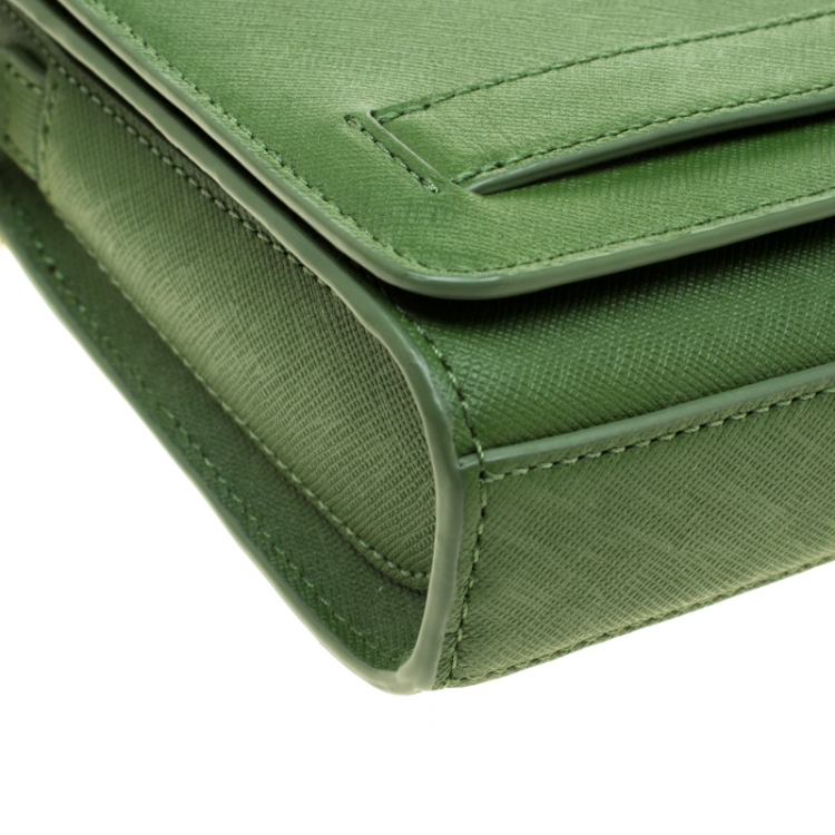 Pre Owned Aigner Meadow Green Leather Chain Shoulder Bag