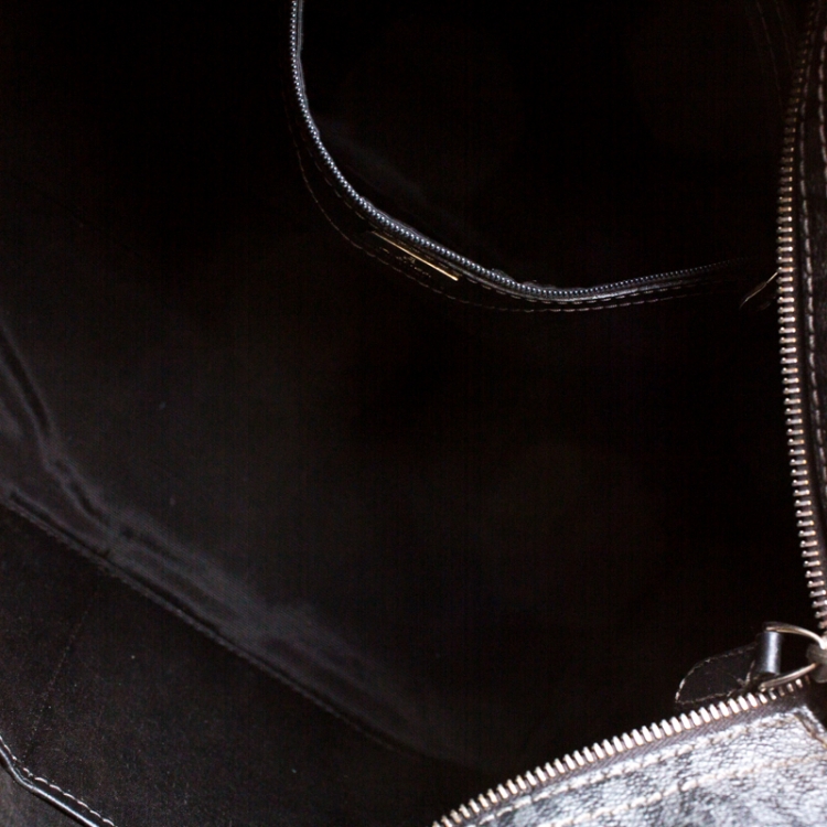 Pre Owned Aigner Black Signature Coated Canvas and Leather Tote