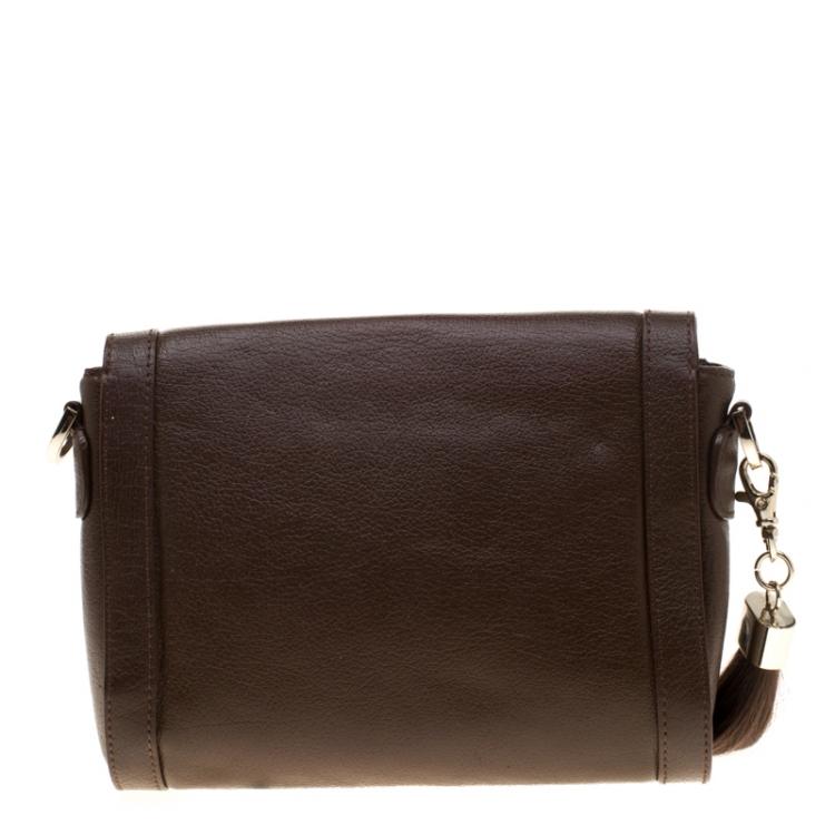 Pre Owned Aigner Brown Leather Cavallina Crossbody Bag