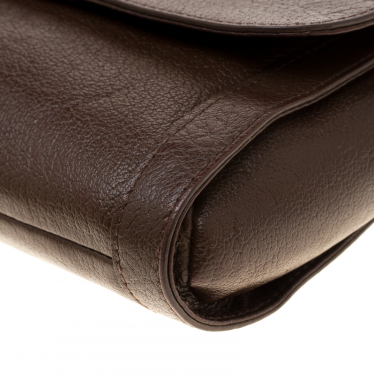 Pre Owned Aigner Brown Leather Cavallina Crossbody Bag