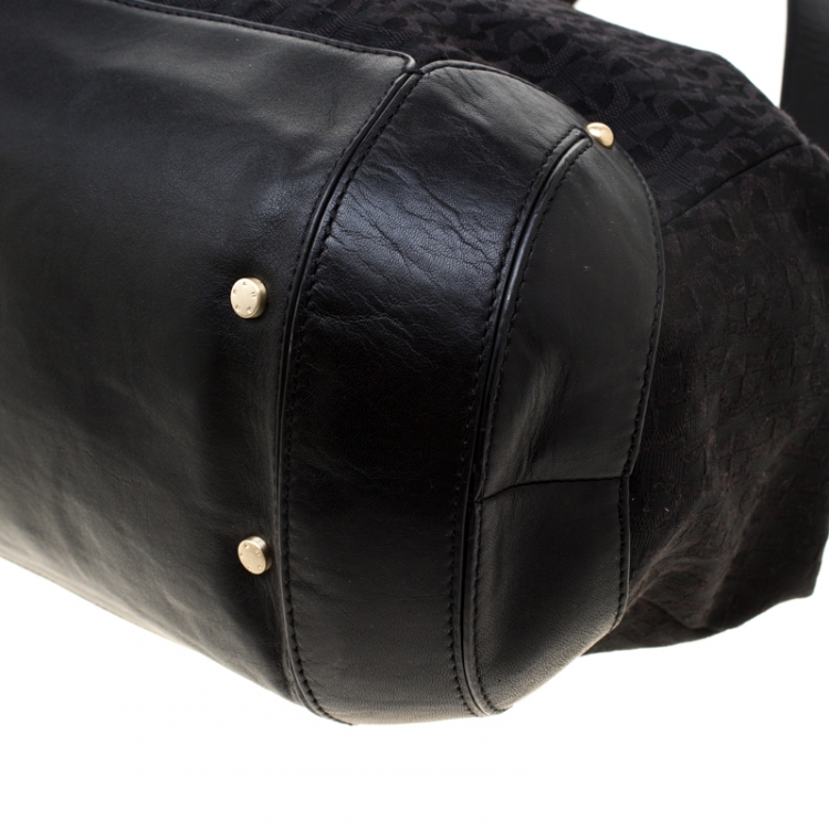 Pre Owned Aigner Black Signature Fabric and Leather Chain Tote