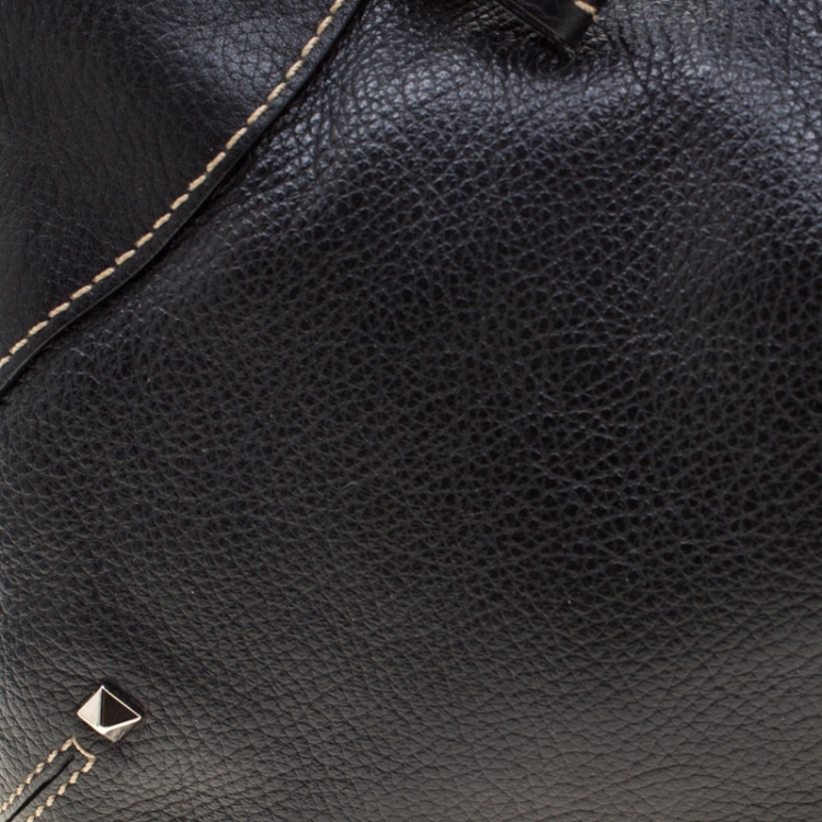 Pre Owned Aigner Black Leather Satchel 