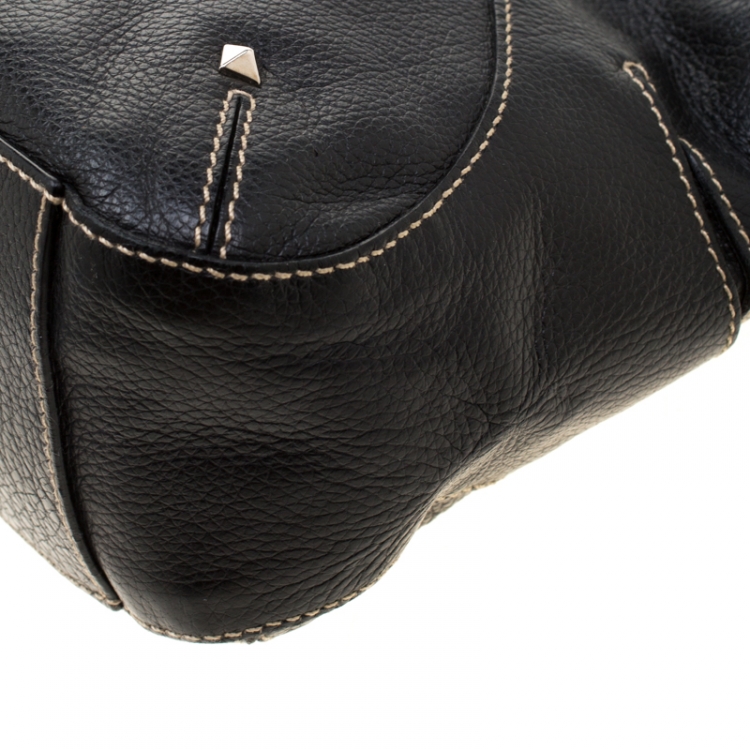 Pre Owned Aigner Black Leather Satchel 