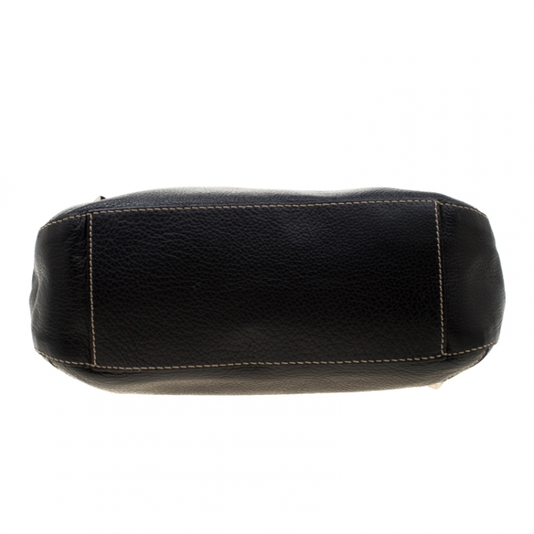 Pre Owned Aigner Black Leather Satchel 