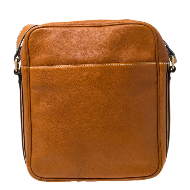 Pre Owned Aigner Tan Leather Crossbody Bag