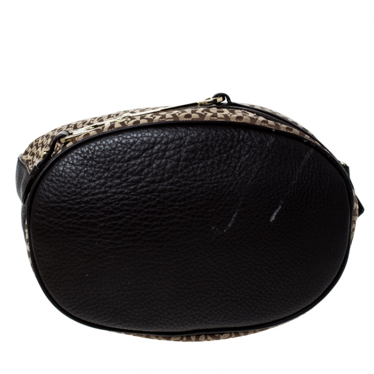 Pre Owned Aigner Brown/Beige Signature Canvas and Leather Hobo