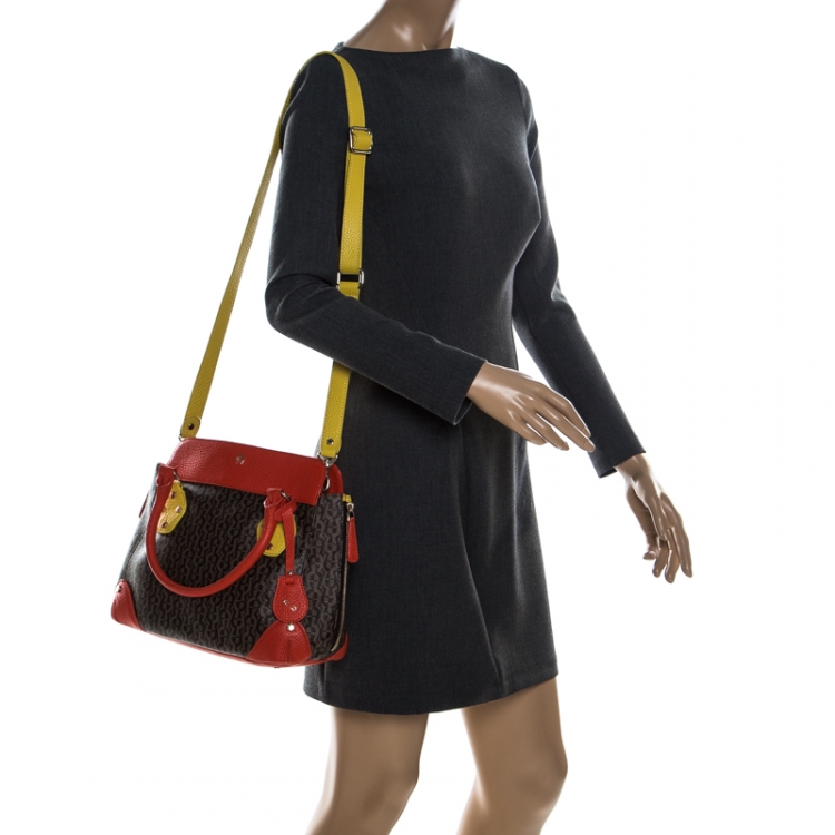 Pre Owned Aigner Multicolor Coated Canvas and Leather Satchel